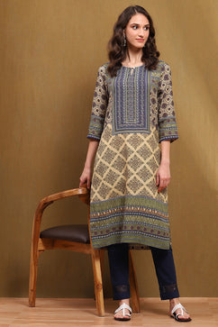 Beige Solid Kurti