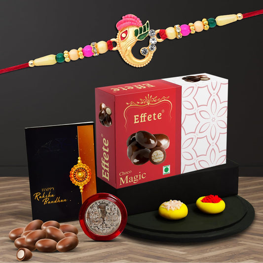 Multicolor Braceletrakhi (K1_56_p32)  Chocolate Peanuts  Stylish Sober Pearl Rakhi  Rakhi And Chocolate For Brother  Rakhi Gift Chocolate For Brother  Rakhi With Gift