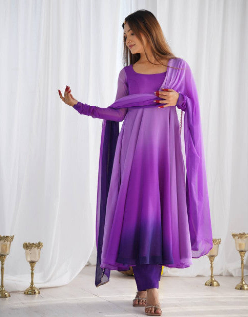 HEAVY PURE SOFT FOX GEORGETTE COLOURFULL GOWN