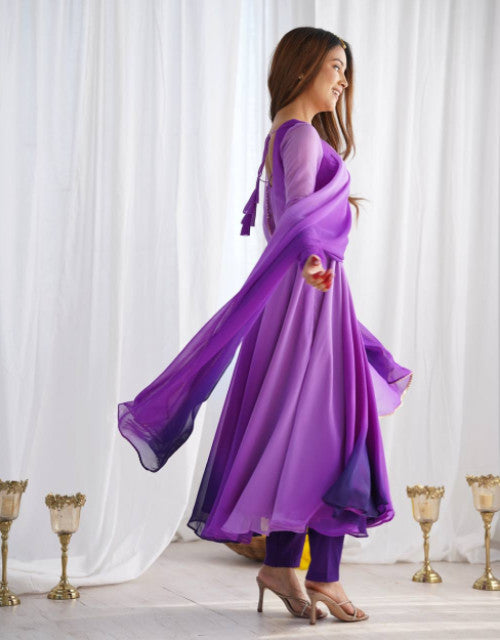 HEAVY PURE SOFT FOX GEORGETTE COLOURFULL GOWN