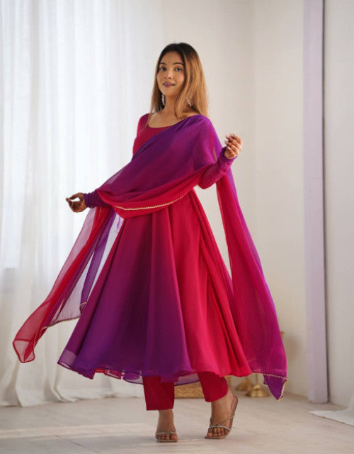 HEAVY PURE SOFT FOX GEORGETTE COLOURFULL GOWN