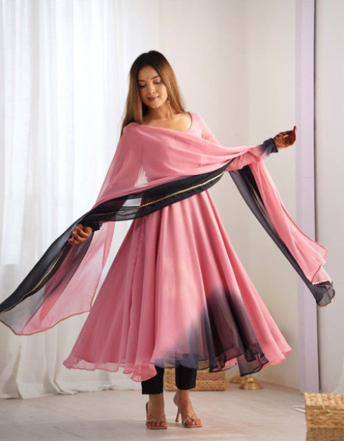 HEAVY PURE SOFT FOX GEORGETTE COLOURFULL GOWN